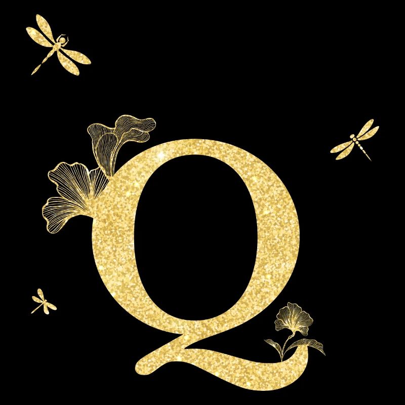 Buchstabe Q Glitzer Gold Libelle - Geschenkidee