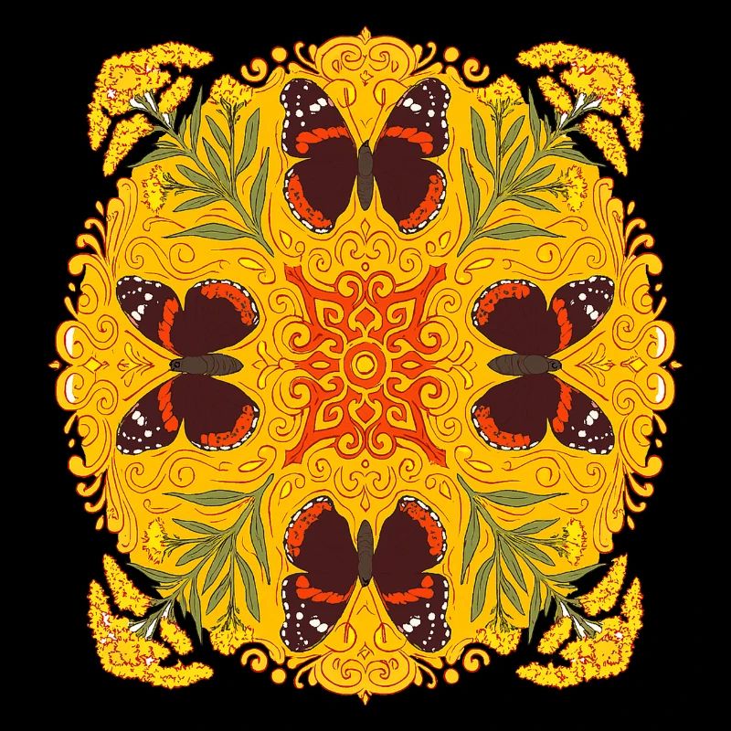 Mandala Papillon Amiral Rouge