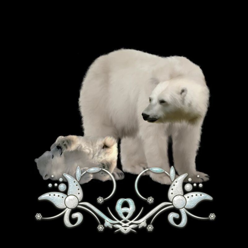 Stunning polar bear with puppy