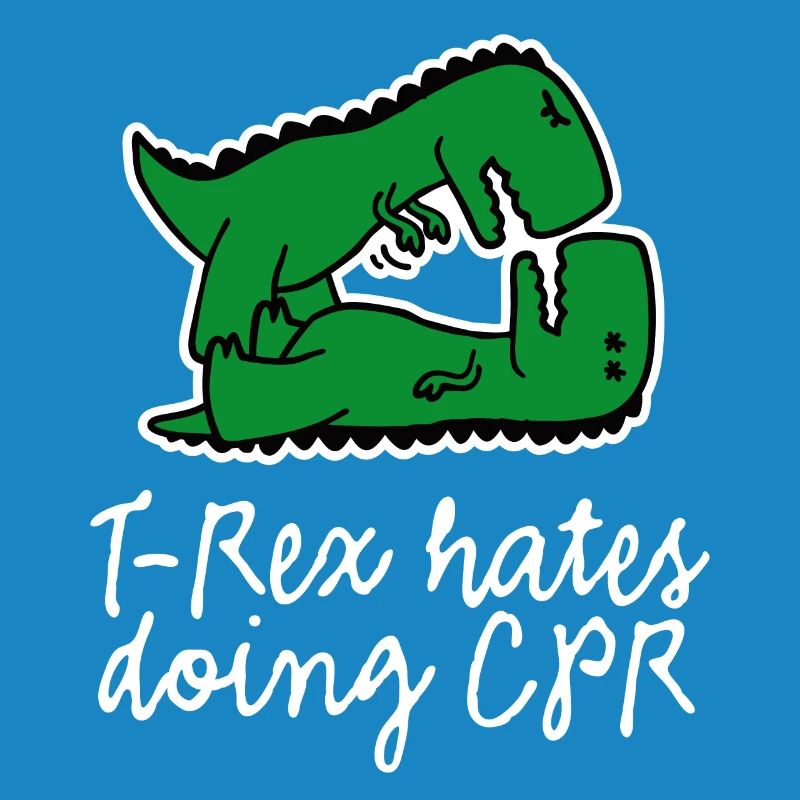 T-Rex hates doing CPR first aid nurse