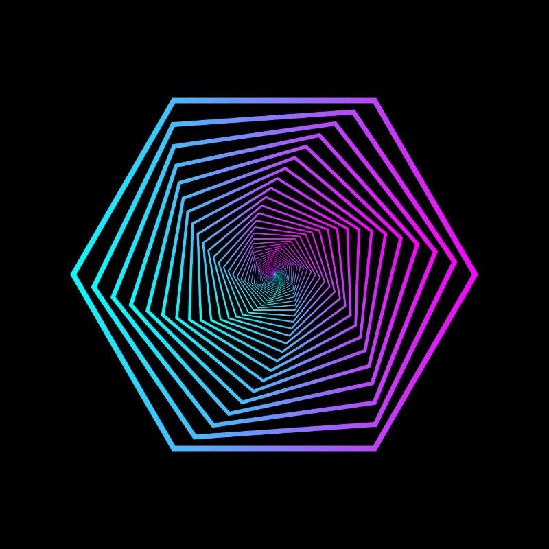 Neon Polygon Spiral Gradient