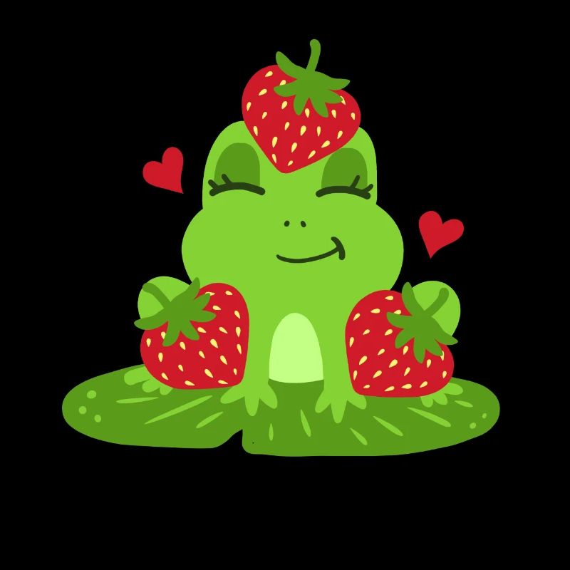 Frosch Erdbeere Kawaii