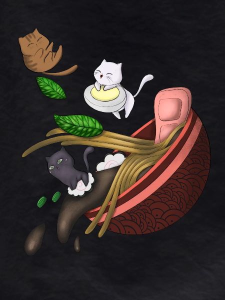 Whimsical Cat Noodle