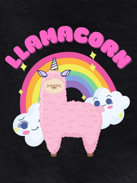 Whimsical Pink Llama with Rainbow