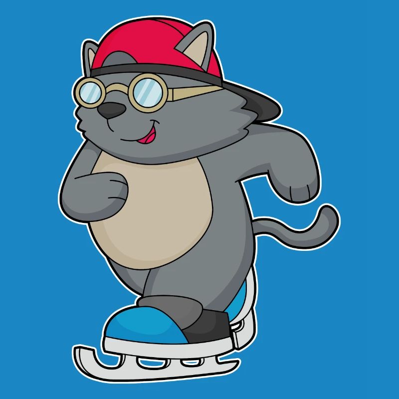 Katze Eislaufen Schlittschuhe