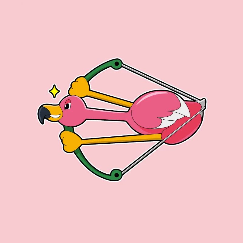 Flamant rose comme une flèche avec arc