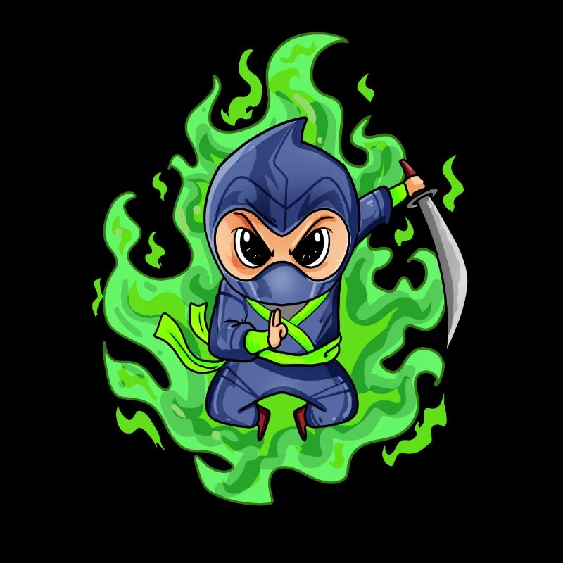 Fire Green Ninja Fighter Motif
