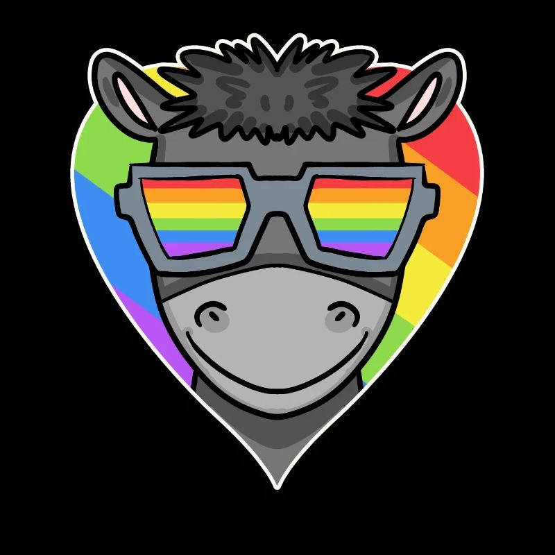 Gay Tier Esel Regenbogen Herz