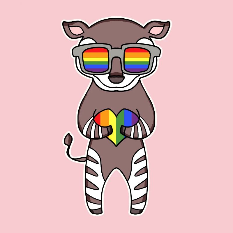 Arc-en-ciel - Okapi avec lunettes