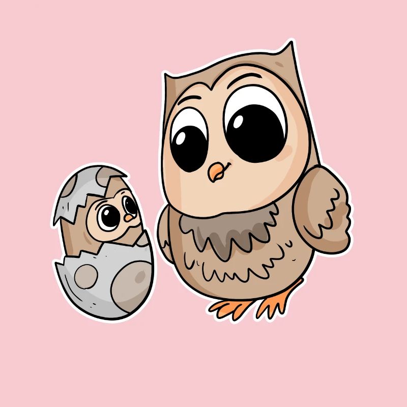 Eule Familie - Eule mit Baby - Eule Motiv