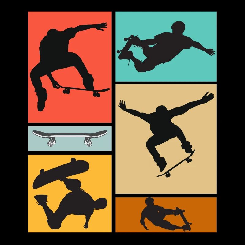 Skateboarding Coole Skateboarder Collage Bunt
