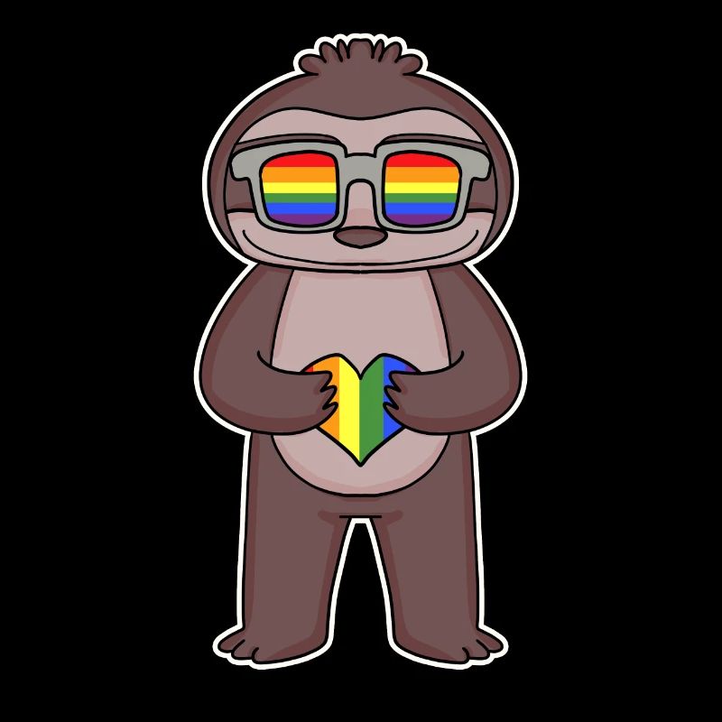 Regenbogen - Faultier mit Brille und Herz