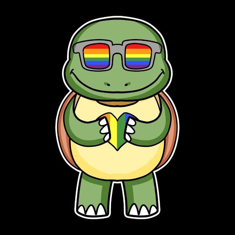 Regenbogen - Schildkröte mit Brille und Herz