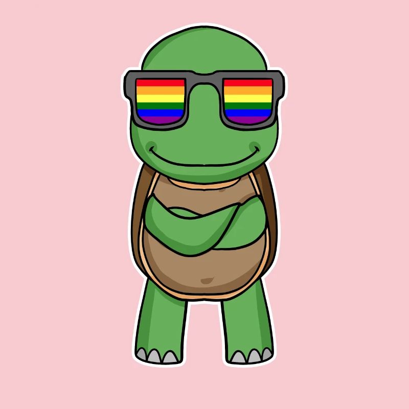 Rainbow - Turtle with glasses