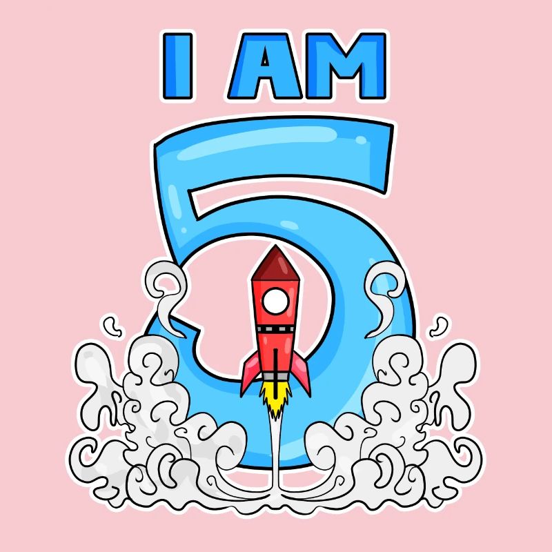 5 Birthday Boy Astronaut Rocket - five years