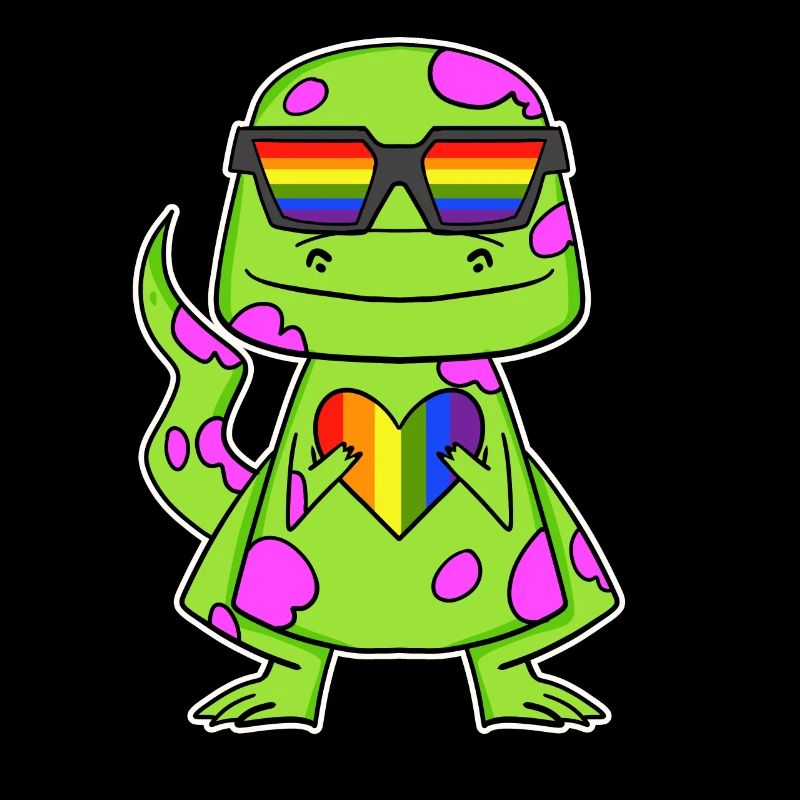 Dino Regenbogen Herz Dinosaurier