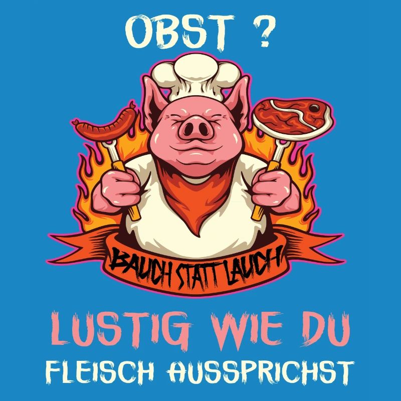 Witziges Schwein mit Fleischspruch