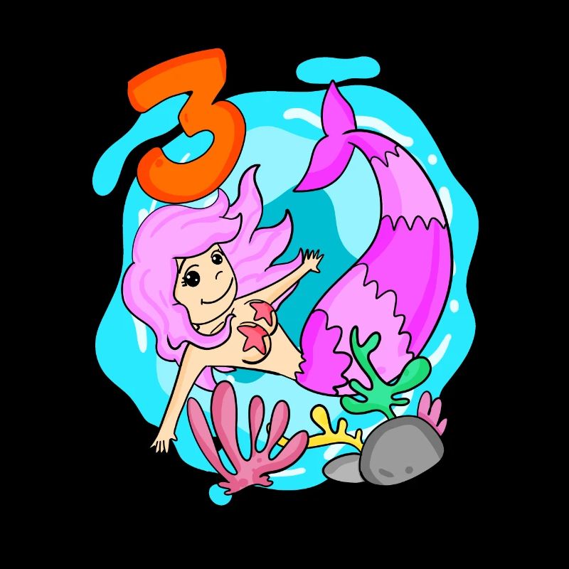 Fille 3 ans 3ème anniversaire sirène