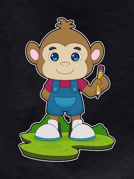 Monkey Student Pencil School