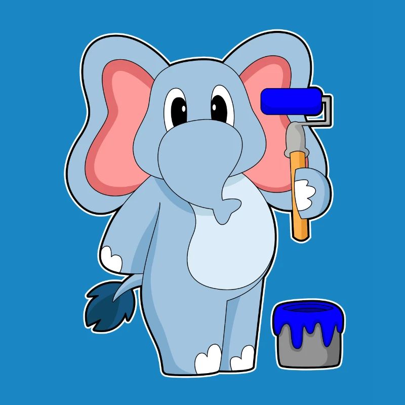 Elefant Maler Farbroller Malen