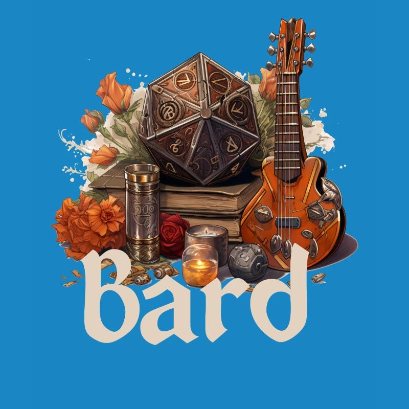 Barde avec D20 et objets – Conception de RPG fantastique