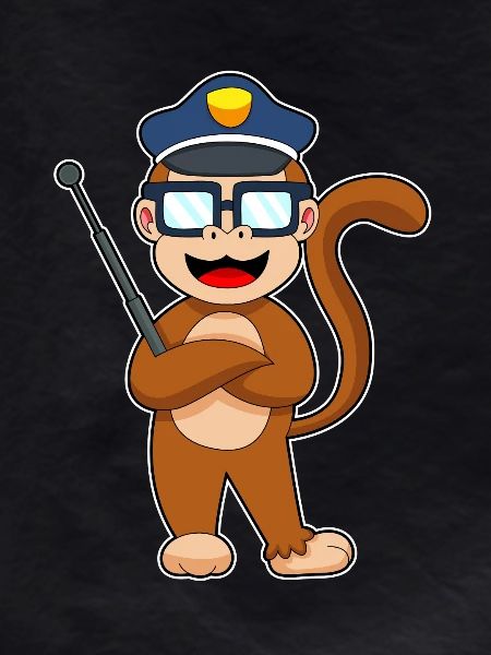 Monkey Policeman Baton Police