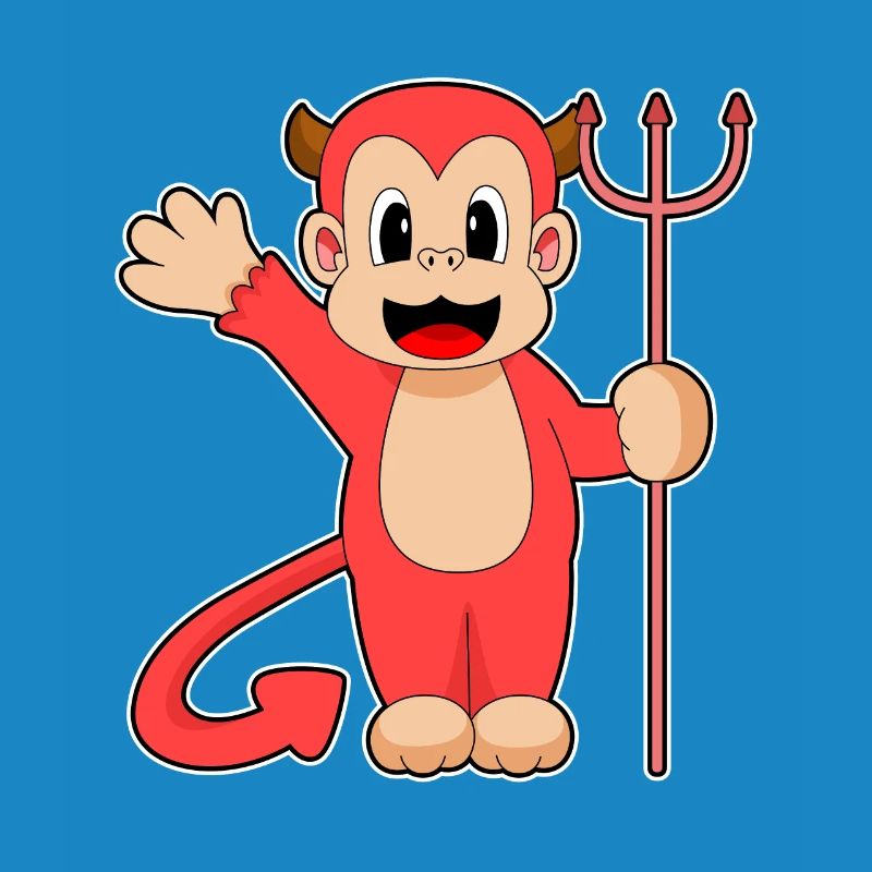 Monkey Halloween Devil Trident