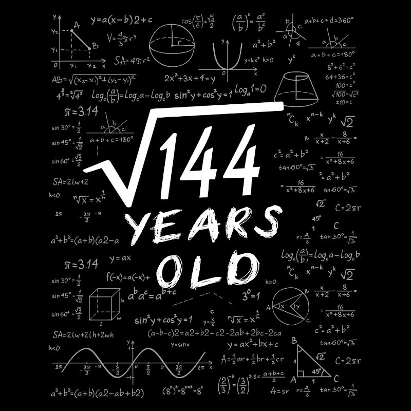 12e Anniversaire 12 ans Racine carrée de 144 math