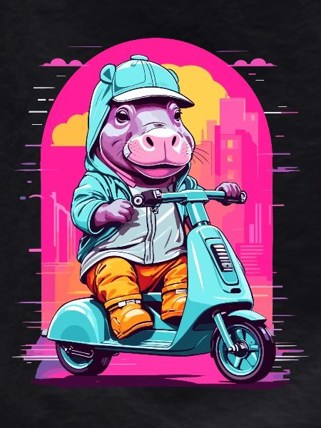 Hippopotamus on Scooter