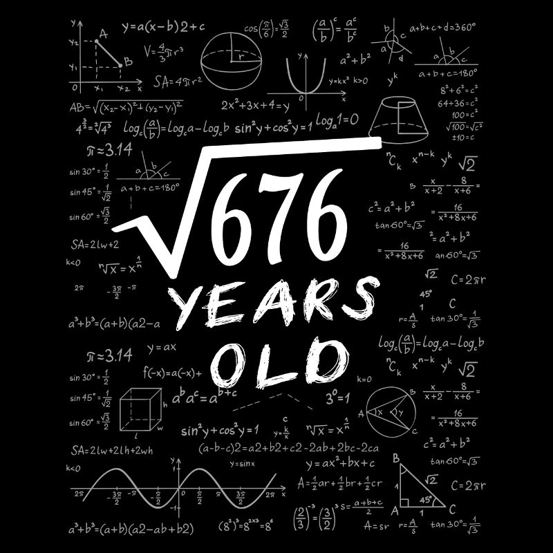 26e Anniversaire 26 ans Racine carrée de 676 math