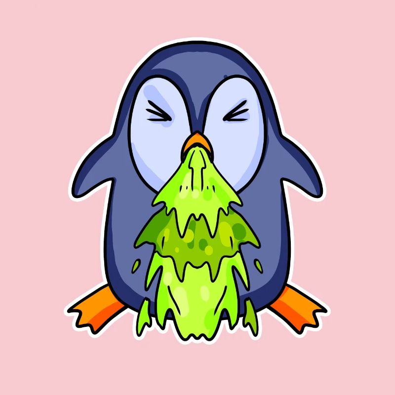 Penguin puking puke