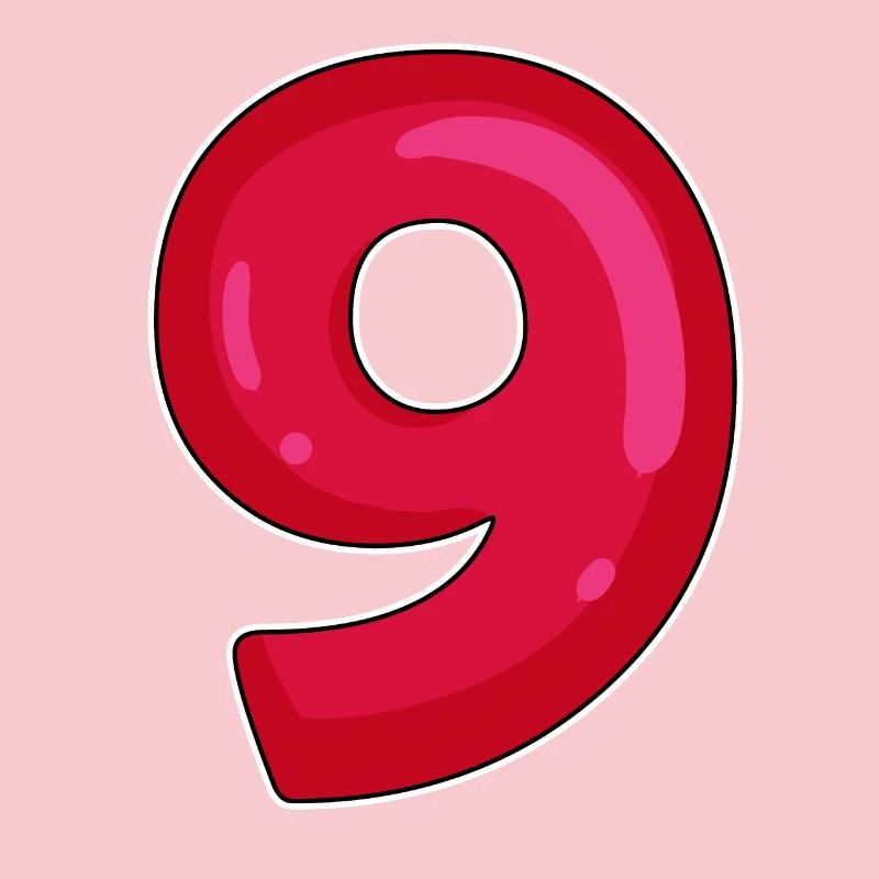 NINE - 9 - Digit red