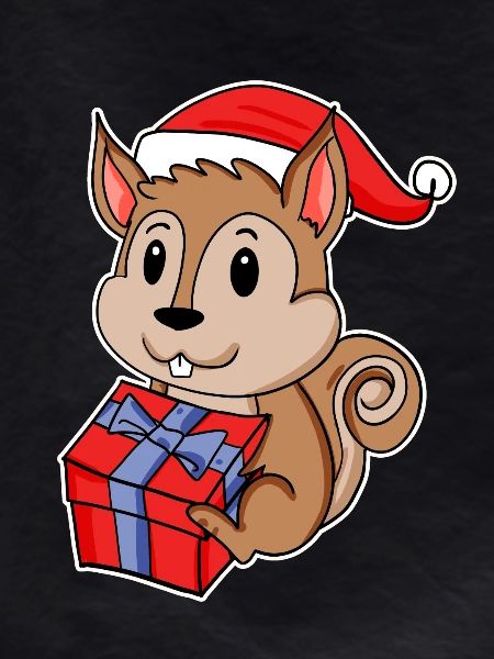 Squirrel with Santa hat