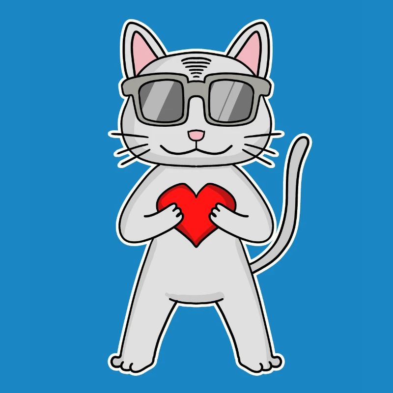 Chat avec coeur et lunettes - Devon Rex