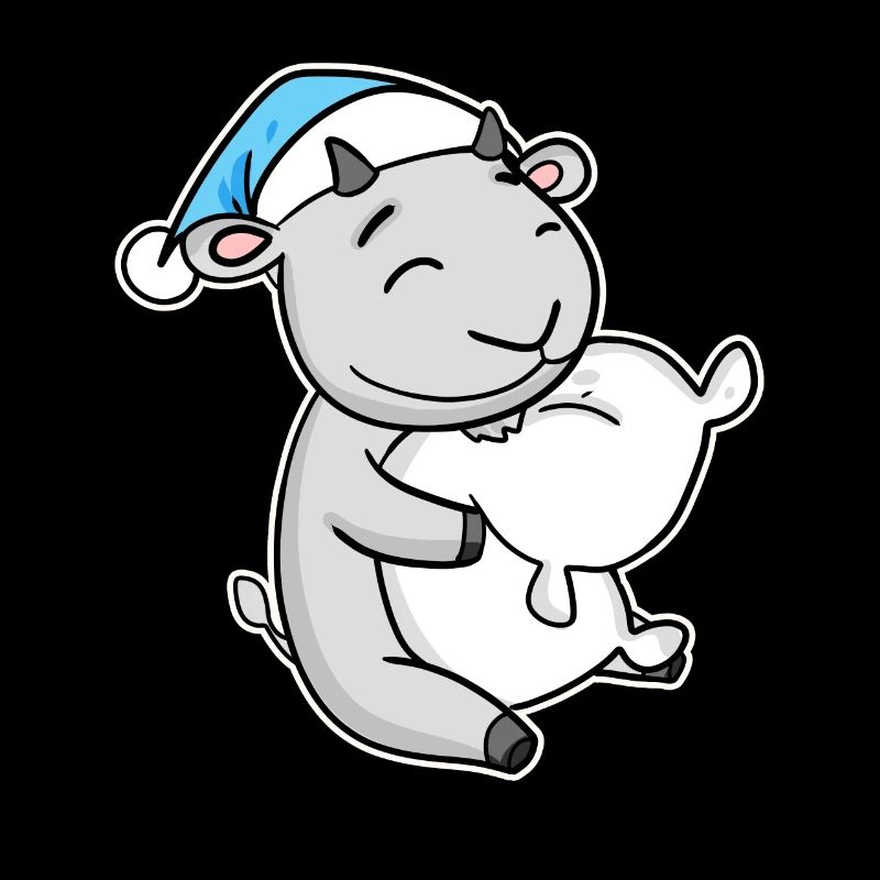 Goat with pillow and sleepy cap