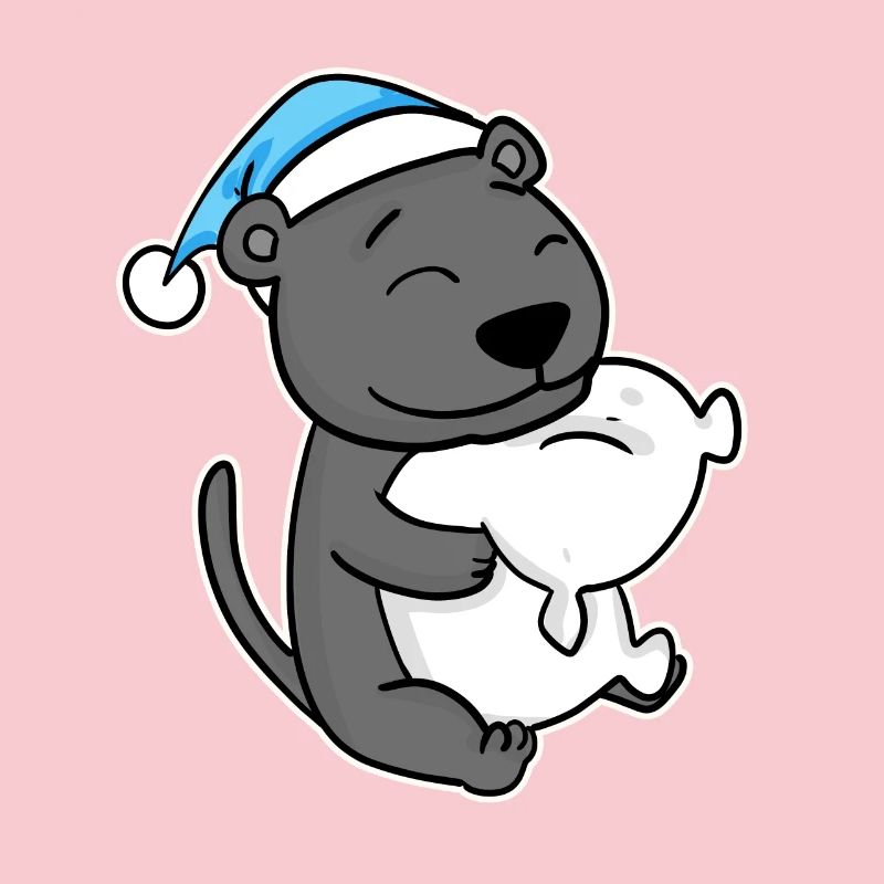 with pillow and sleepy cap
