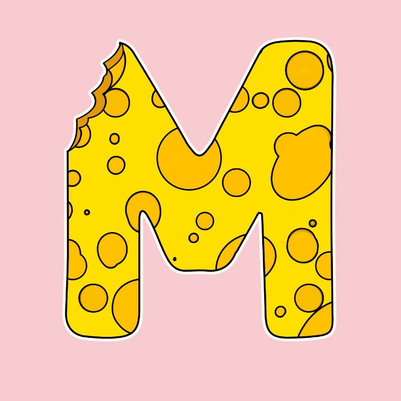 Buchstabe M - Anfangsbuchstabe M - Käse Motiv
