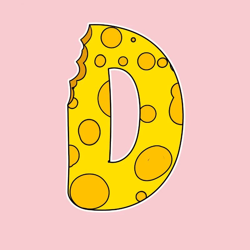 Lettre D - Lettre initiale D - Motif Fromage
