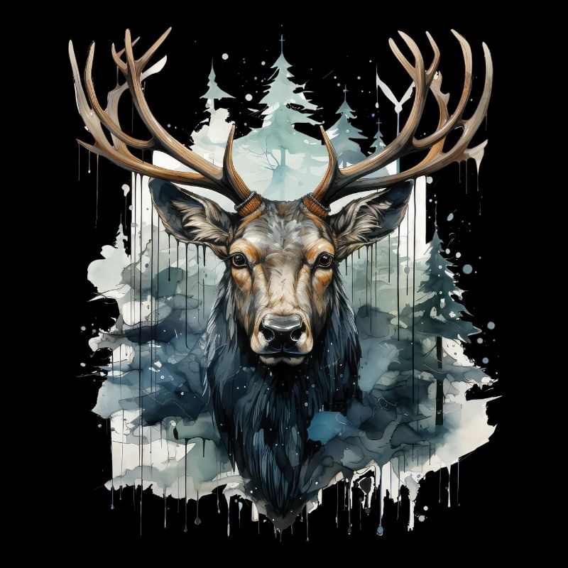 Cerf dans la forêt Aquarelles