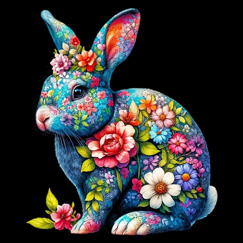 Rabbit decorated with flowers