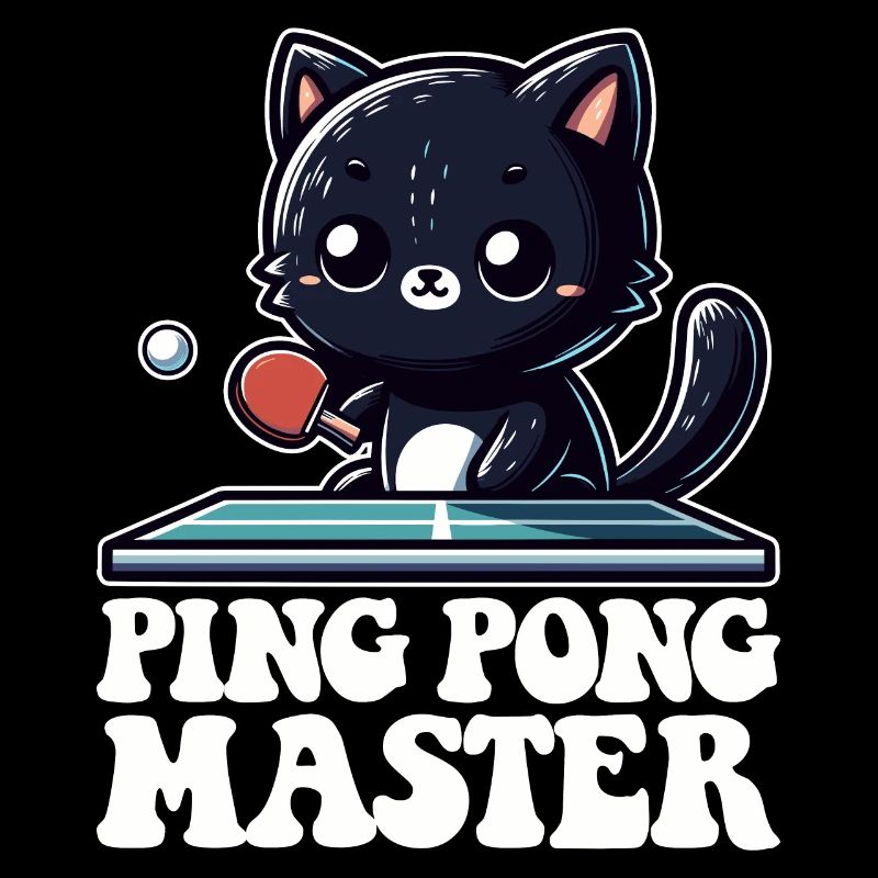 Ping Pong Master Katze Black Cat Dad Outfit