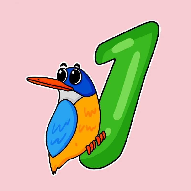 1. Geburtstag Motiv Eisvogel - eins Jahre alt