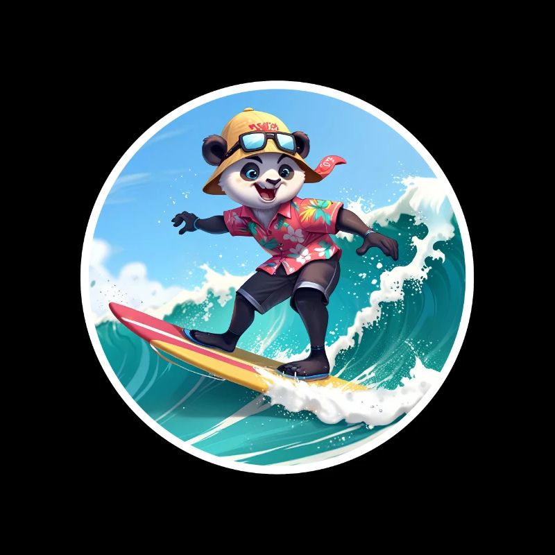 Panda Surfer im Hawaiihemd