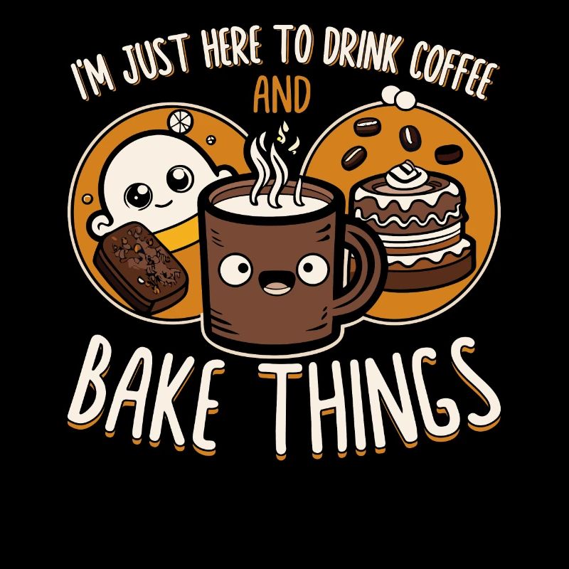 Kaffee und Backen Spruch Illustration
