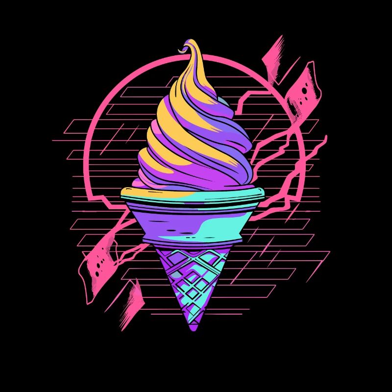 Cornet de crème glacée Synthwave