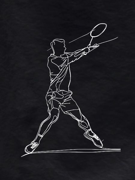 Badminton Boy Line Art