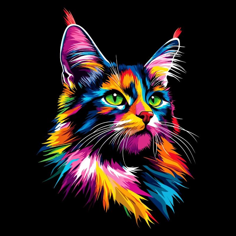 Maine Coon Katze Bunt Regenbogen Maine-Coon Katzen