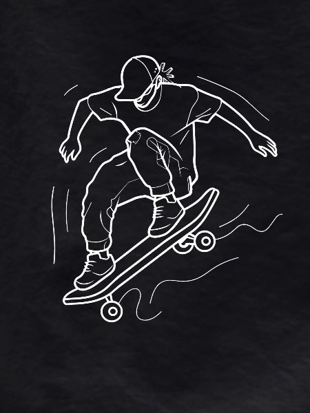 Skateboarding Boy Line Art