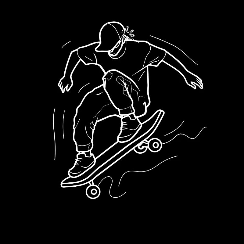 Skateboarding Garçon Line Art