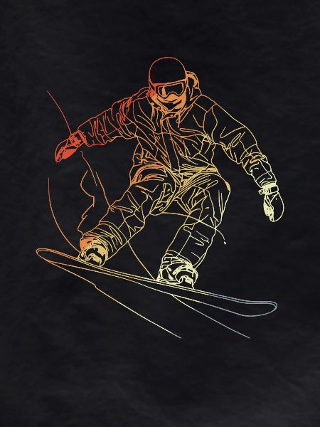 Snowboarder Sketch Retro
